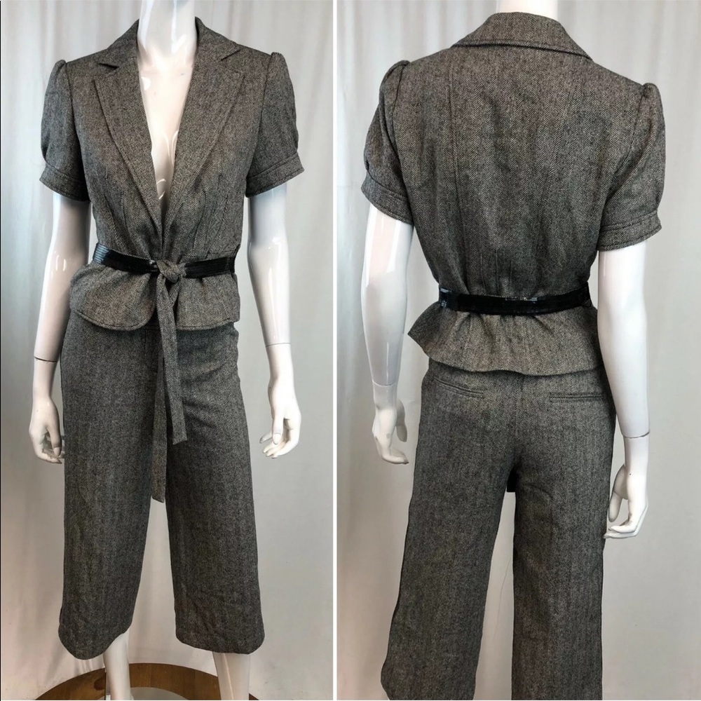Sequin side stripe wool silk Marisa crop pant suit